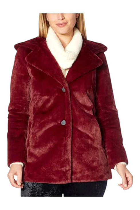 NVLT Jackets & Blazers - NVLT Women's Multicolor Faux Fur Jacket Burgundy - Regular